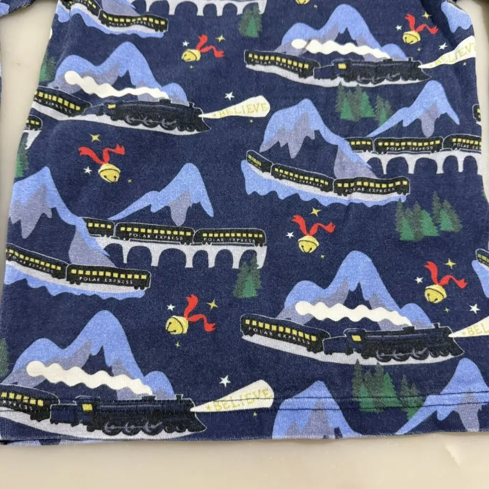 Hanna Andersson Boys 6-7 Mountain Train Print Pajama Top Cotton Long Sleeve